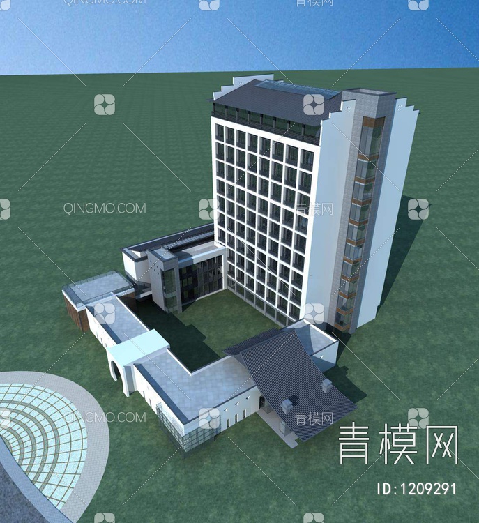 仿古高层酒店3D模型下载【ID:1209291】