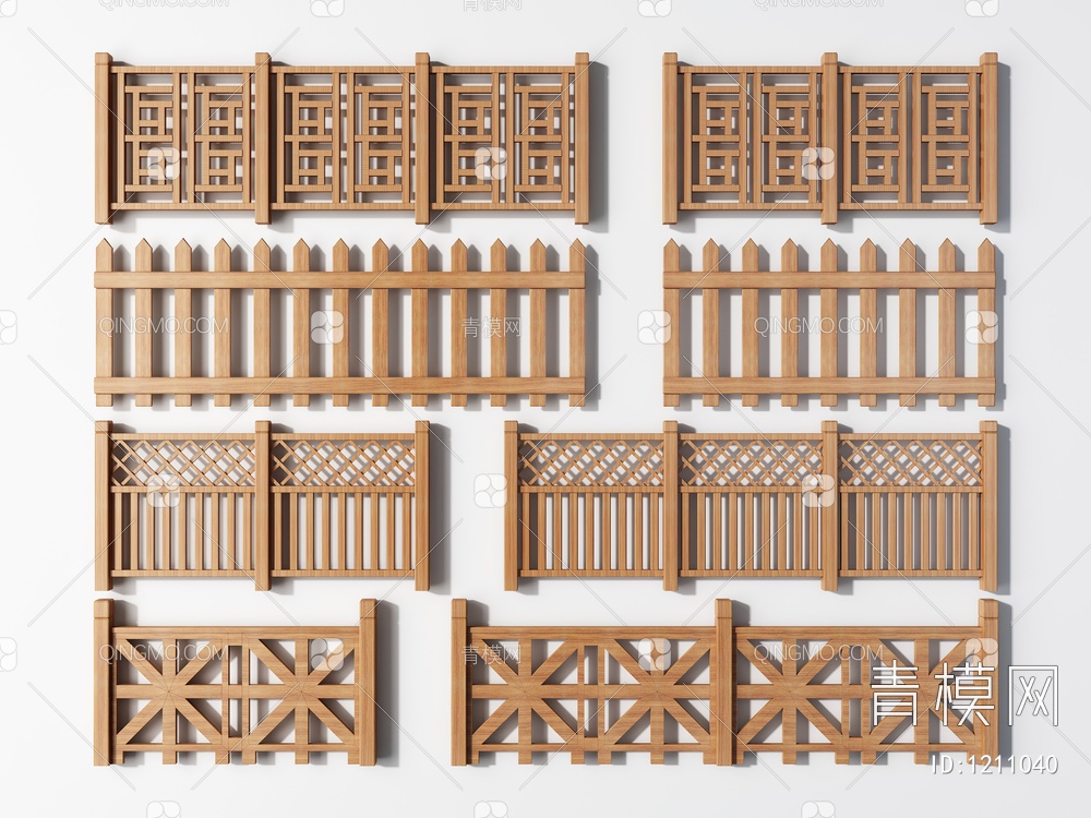 栏杆，护栏，围栏，实木栏杆，阳台栏杆，户外栏杆3D模型下载【ID:1211040】