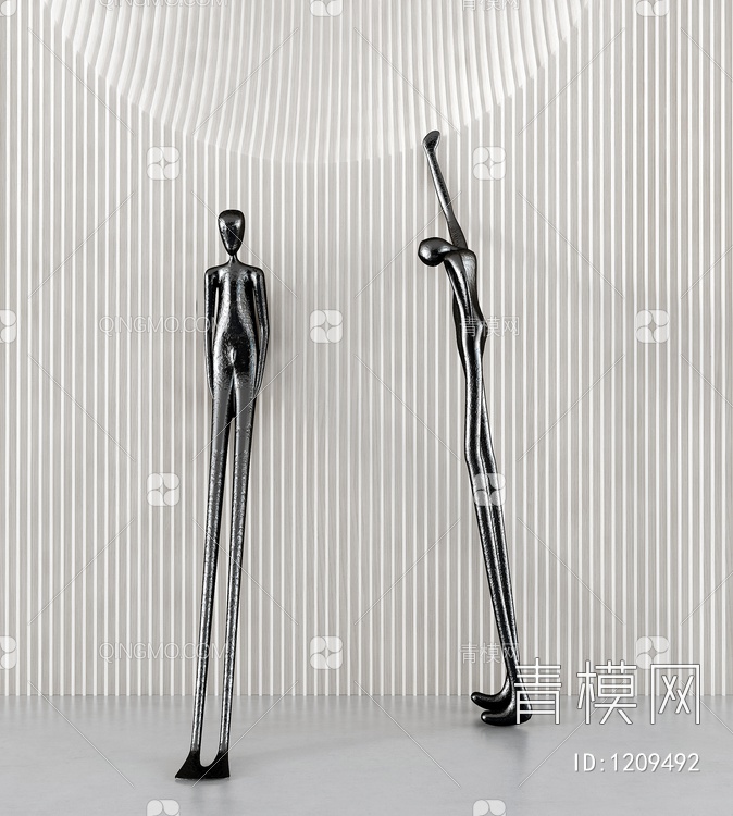 金属抽象人物雕塑摆件SU模型下载【ID:1209492】