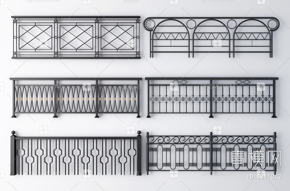 栏杆，护栏，围栏，阳台栏杆，铁艺栏杆3D模型下载【ID:1211013】