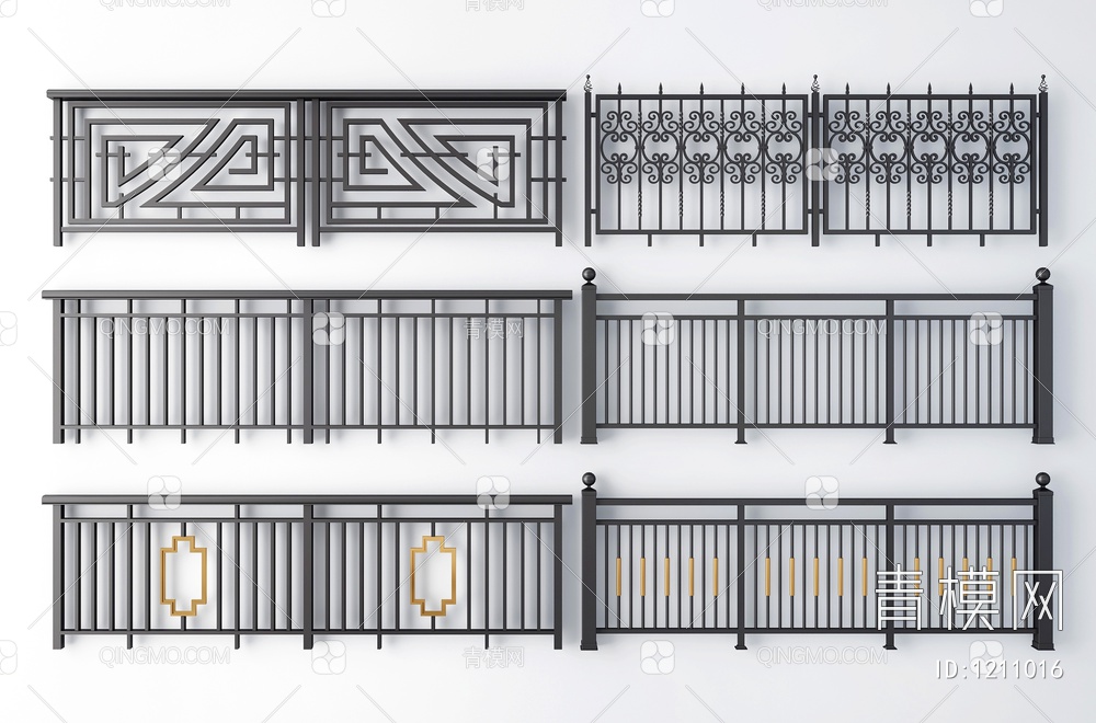 栏杆，护栏，围栏，阳台栏杆，铁艺栏杆3D模型下载【ID:1211016】