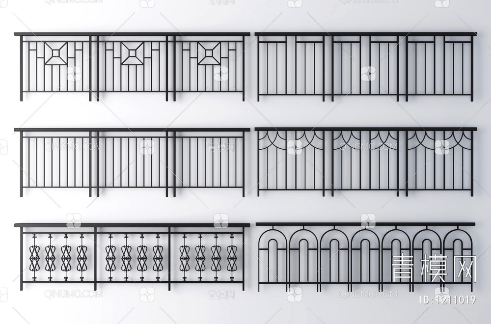 栏杆，护栏，围栏，阳台栏杆，铁艺栏杆3D模型下载【ID:1211019】