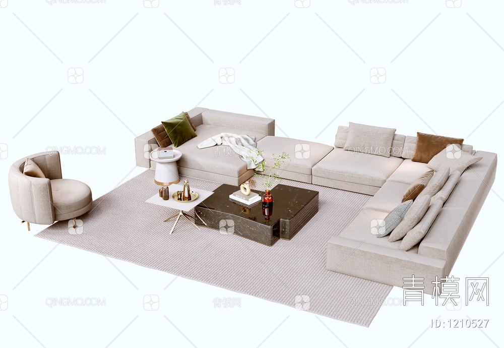 布艺沙发3D模型下载【ID:1210527】