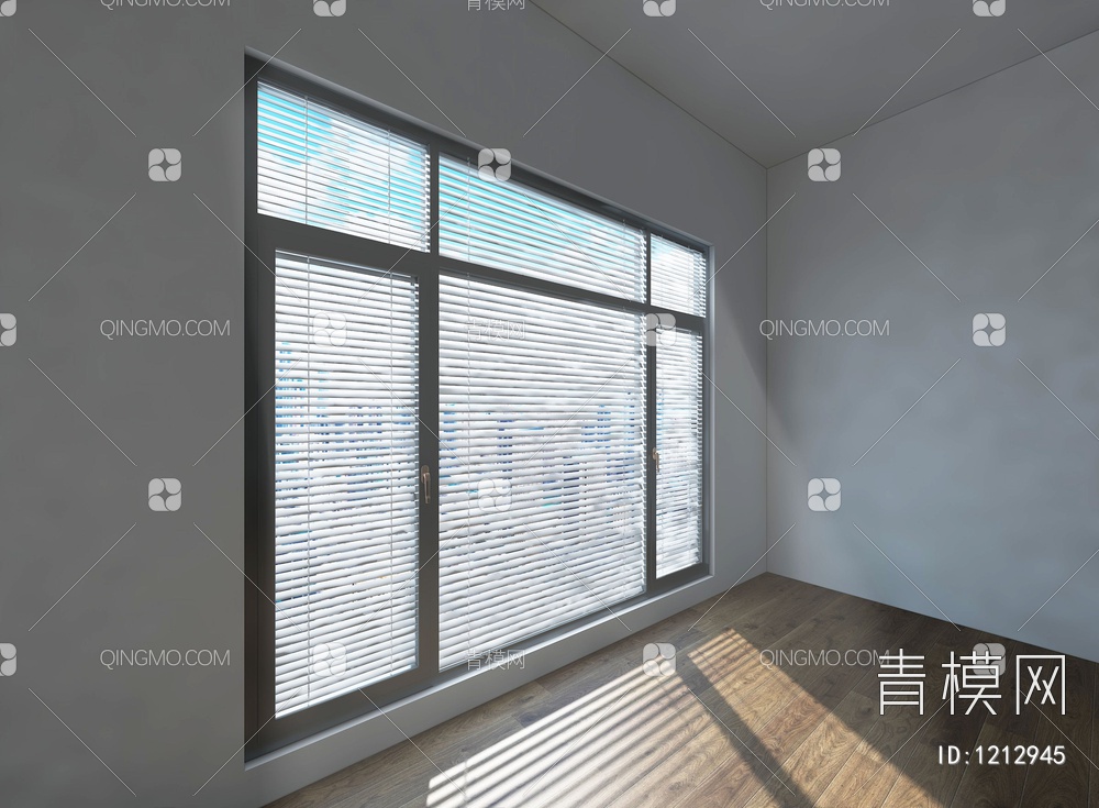 落地窗双层玻璃中空内置百叶窗3D模型下载【ID:1212945】