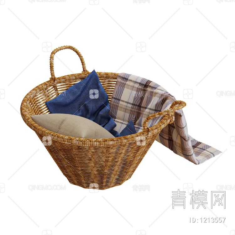 编织篮子 毯子3D模型下载【ID:1213557】