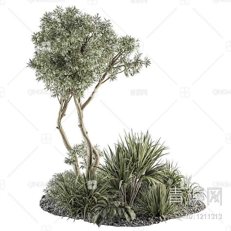 植物堆 户外花坛 绿植堆3D模型下载【ID:1211313】