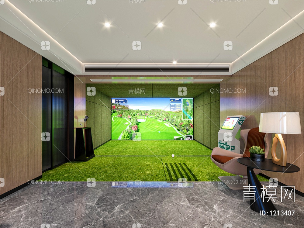 高尔夫娱乐室，休息室，棋牌室，麻将桌3D模型下载【ID:1213407】