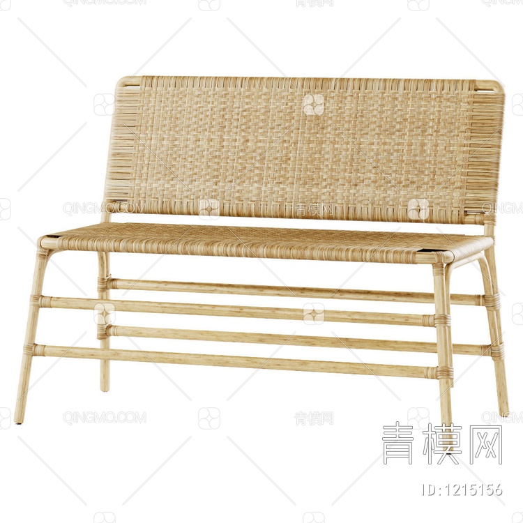 Rattan bench竹编双人沙发3D模型下载【ID:1215156】