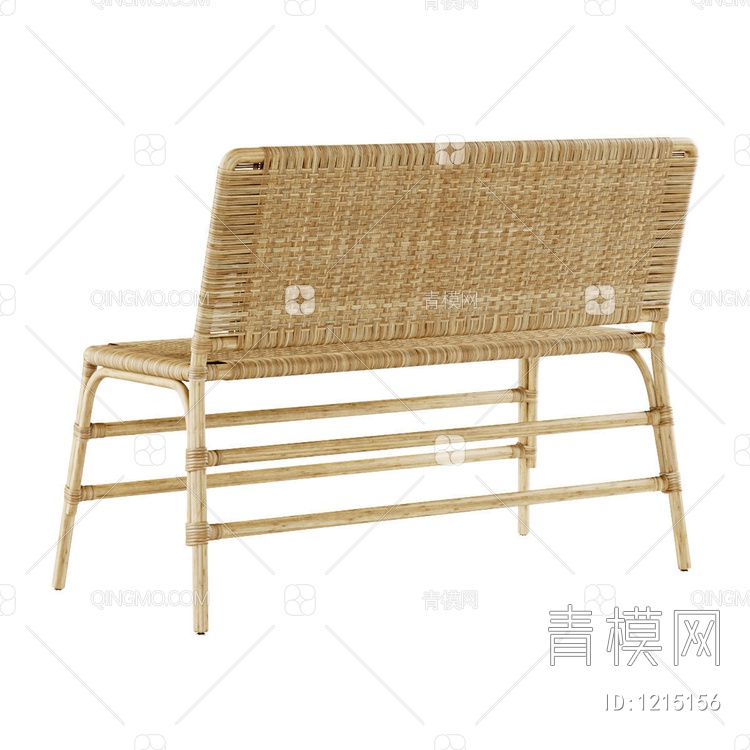 Rattan bench竹编双人沙发3D模型下载【ID:1215156】