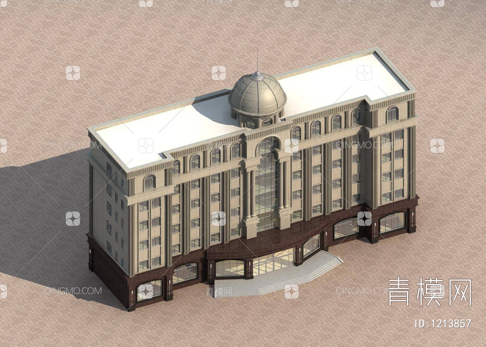 多层办公楼  建筑外3D模型下载【ID:1213857】
