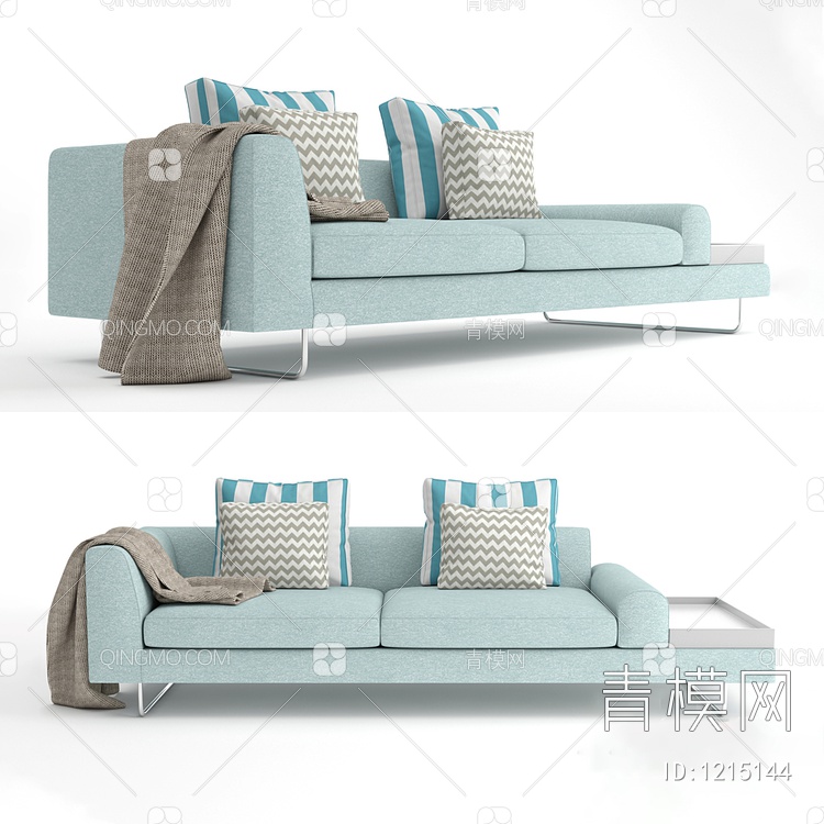 淡蓝双人沙发3D模型下载【ID:1215144】
