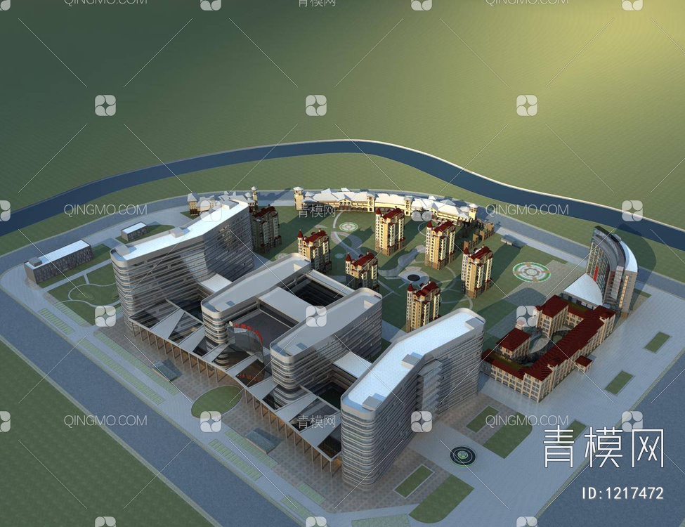 医院建筑外观3D模型下载【ID:1217472】