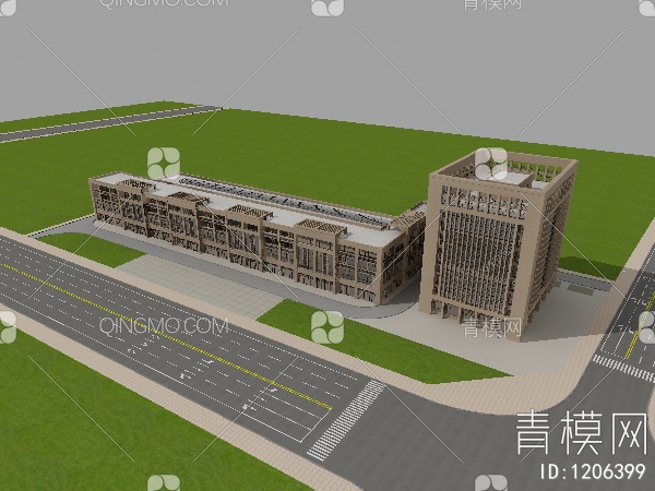 办公楼及商业楼商业街3D模型下载【ID:1206399】