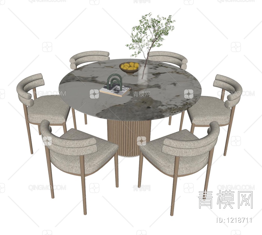 餐桌椅组合SU模型下载【ID:1218711】