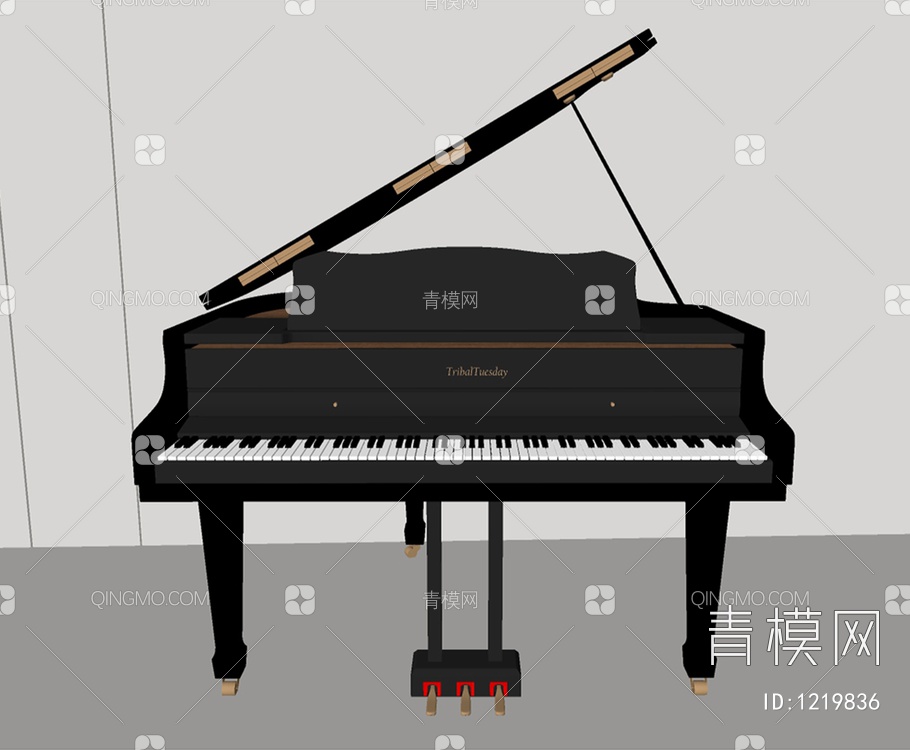 黑色钢琴SU模型下载【ID:1219836】