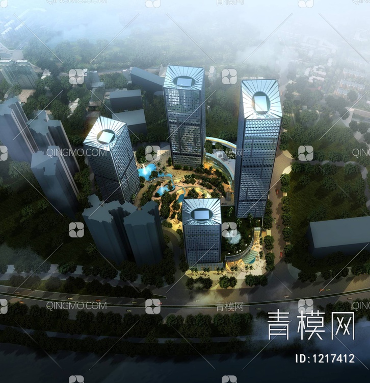 高层综合酒店办公楼3D模型下载【ID:1217412】