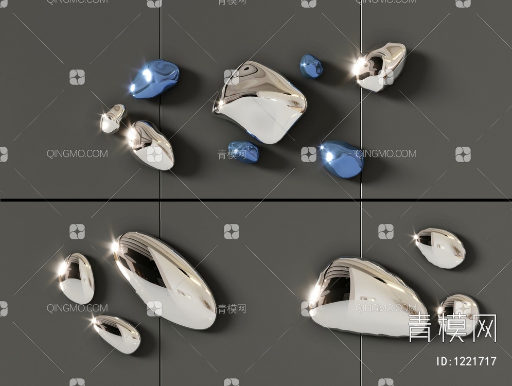 鹅卵石水滴墙饰挂件3D模型下载【ID:1221717】
