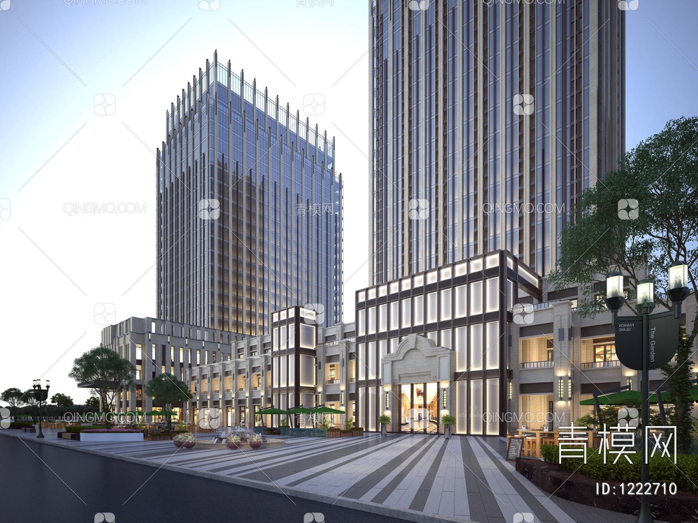 新亚洲酒店办公楼3D模型下载【ID:1222710】