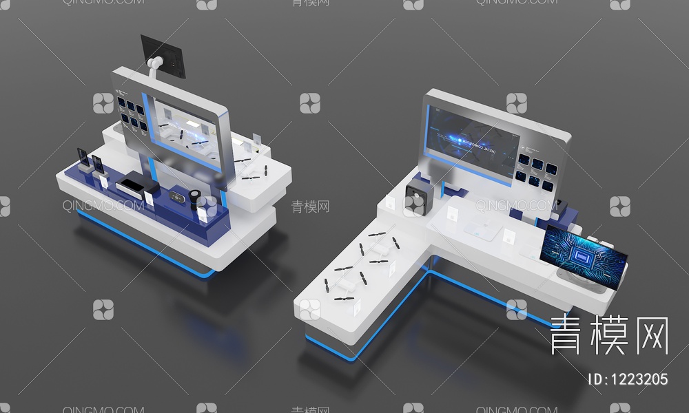 科技展厅展台 透明屏 科技产品3D模型下载【ID:1223205】