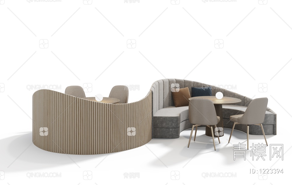 s形状餐厅沙发3D模型下载【ID:1223394】