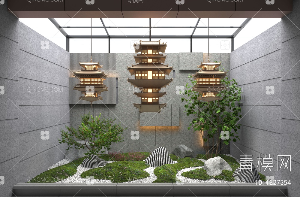 天井植物堆3D模型下载【ID:1227354】