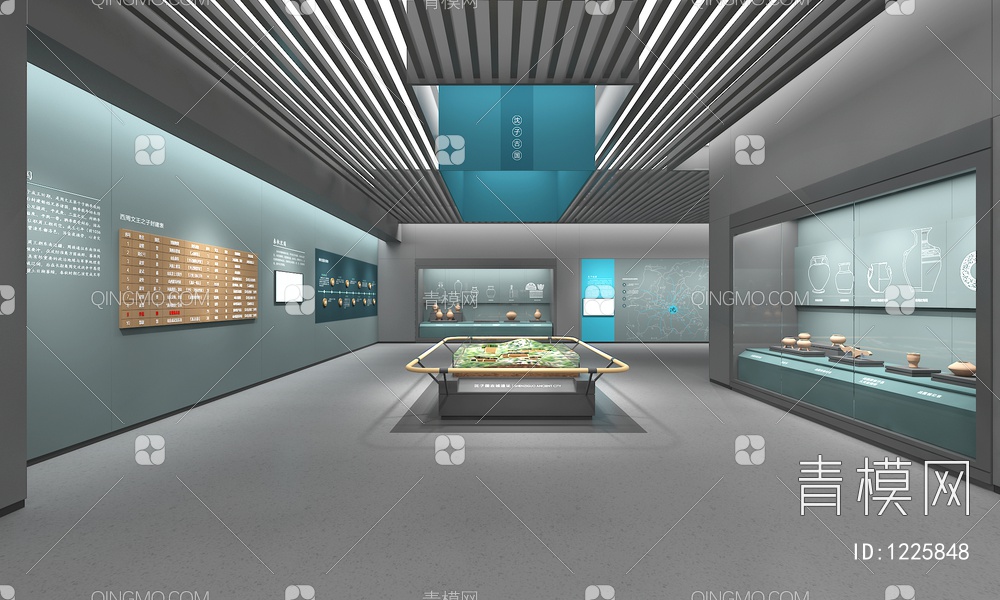博物馆 数字沙盘 文物展示柜 互动触摸屏 文物3D模型下载【ID:1225848】