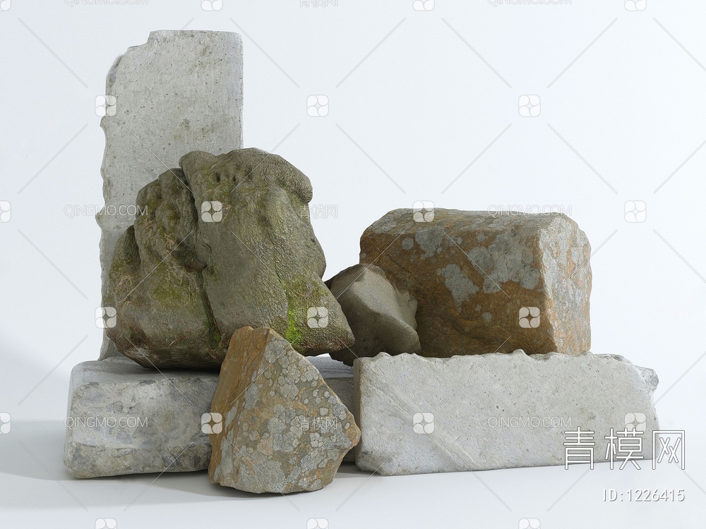 石块岩石3D模型下载【ID:1226415】