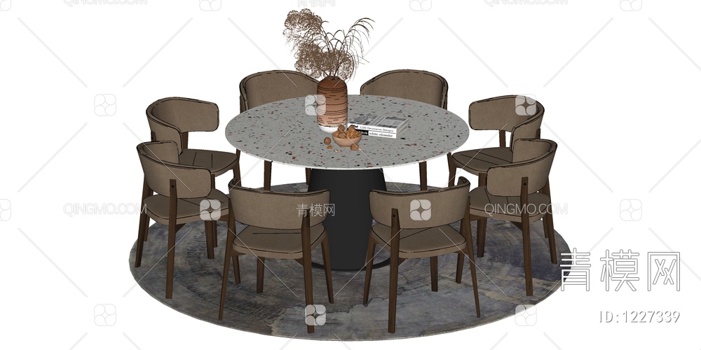 餐桌椅组合SU模型下载【ID:1227339】