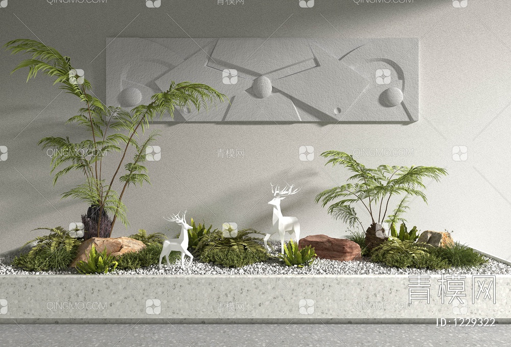 植物盆栽造景3D模型下载【ID:1229322】
