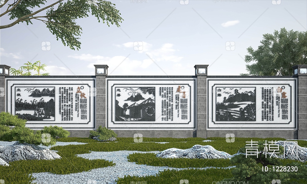 秋季二十四节气围墙3D模型下载【ID:1228230】