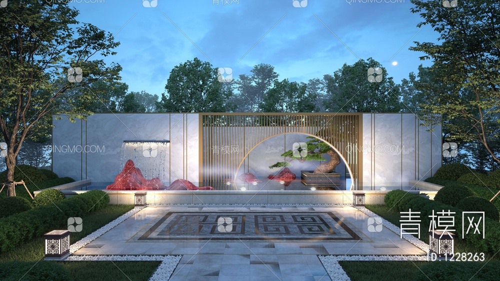 庭院景观墙3D模型下载【ID:1228263】