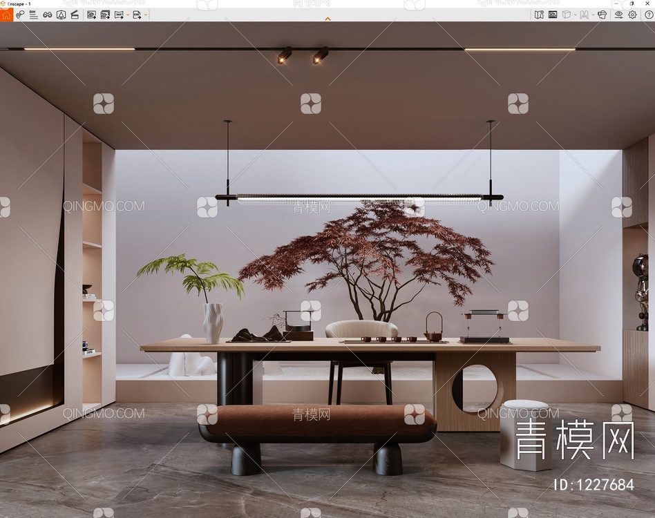 茶室SU模型下载【ID:1227684】