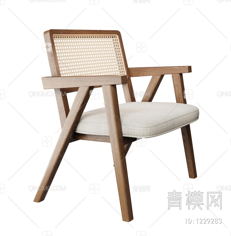 藤编单椅组合3D模型下载【ID:1229283】
