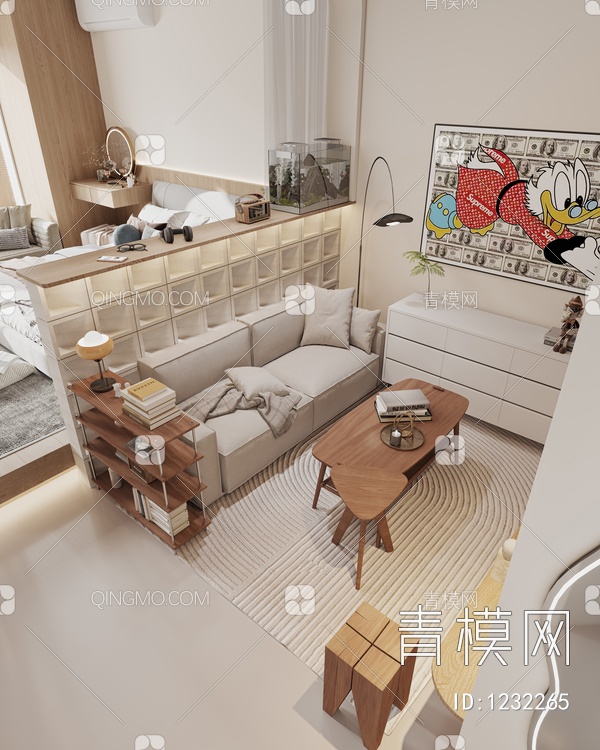 单身公寓3D模型下载【ID:1232265】