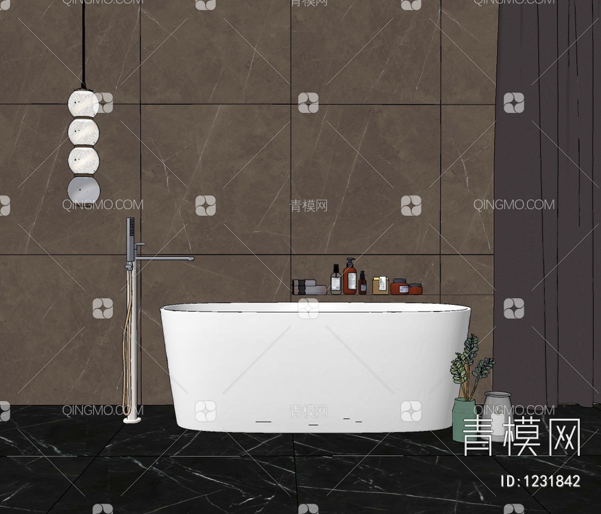 外漏浴缸SU模型下载【ID:1231842】