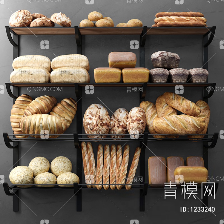 面包食品展示架SU模型下载【ID:1233240】
