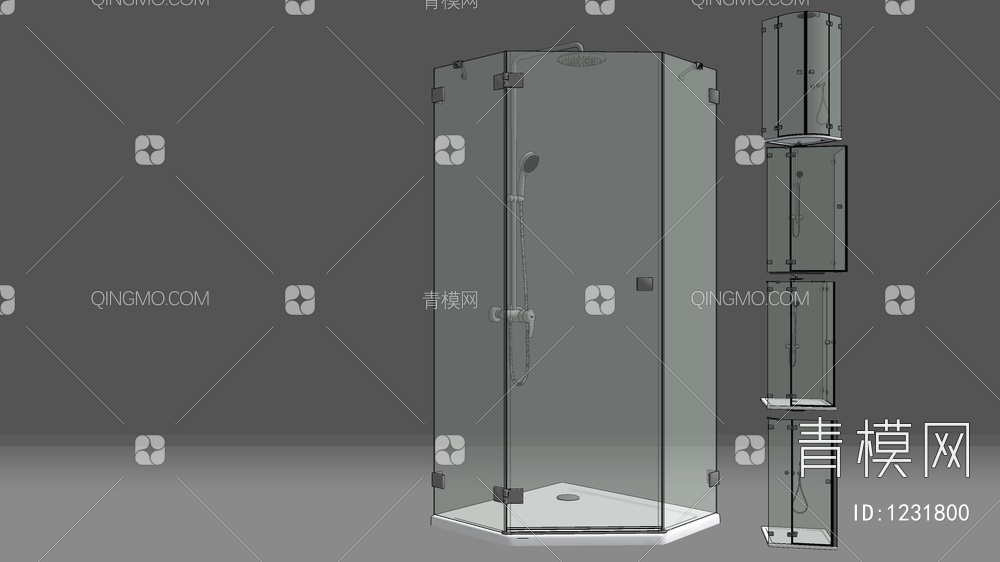 玻璃淋浴房SU模型下载【ID:1231800】