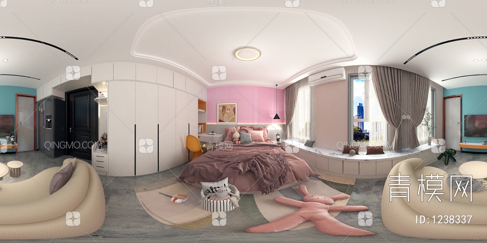 女儿房一室一厅3D模型下载【ID:1238337】
