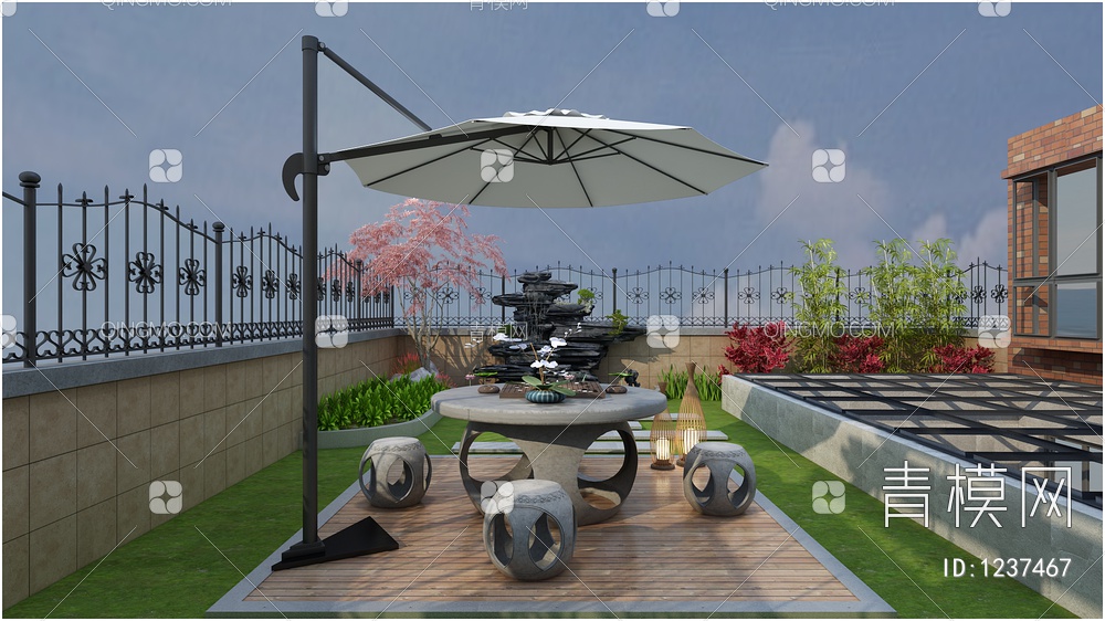韩式别墅花园3D模型下载【ID:1237467】