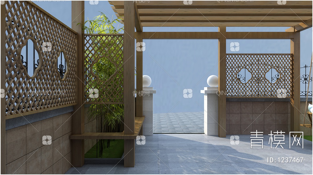 韩式别墅花园3D模型下载【ID:1237467】