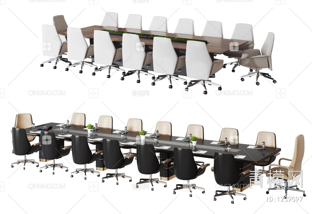 会议桌椅组合3D模型下载【ID:1239597】