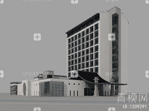 仿古高层酒店3D模型下载【ID:1209291】