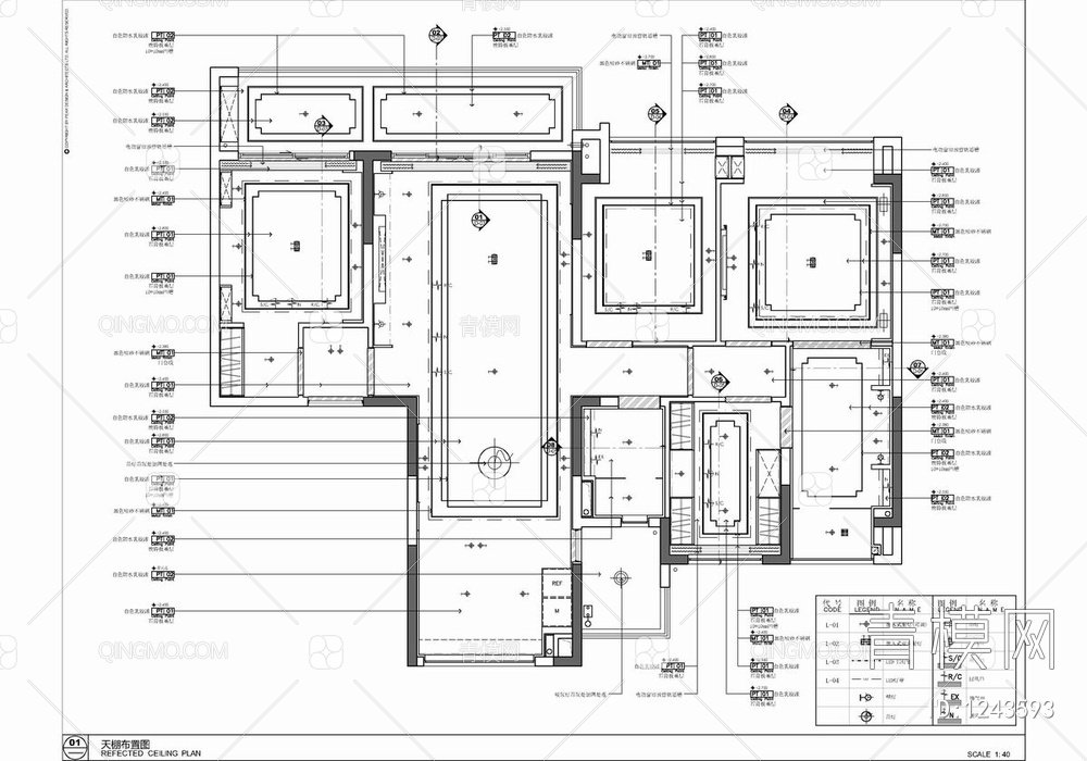 145㎡样板房CAD施工图+物料表 家装 大平层 私宅 样板房 豪宅【ID:1243593】