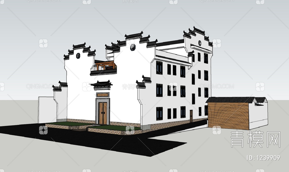 独栋别墅SU模型下载【ID:1239909】