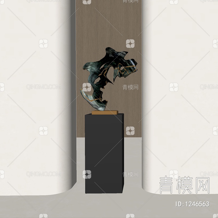 太湖石雕塑SU模型下载【ID:1246563】