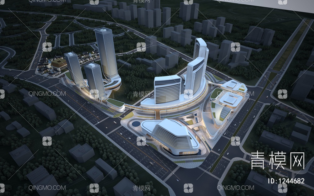 异形高层酒店办公楼3D模型下载【ID:1244682】