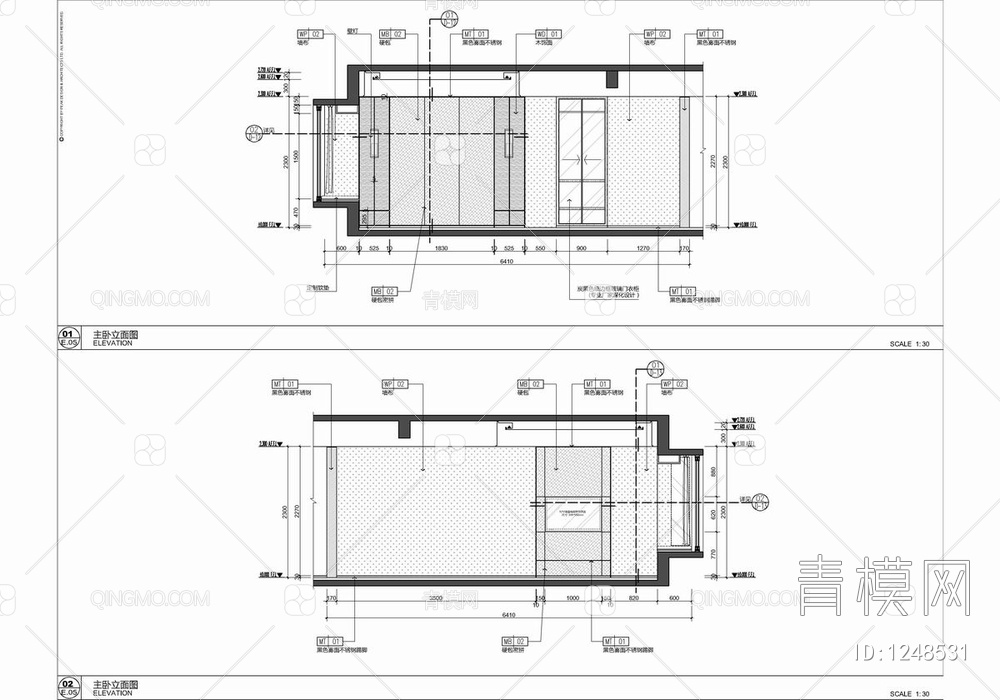 128㎡样板房CAD施工图 家装 样板房 私宅【ID:1248531】