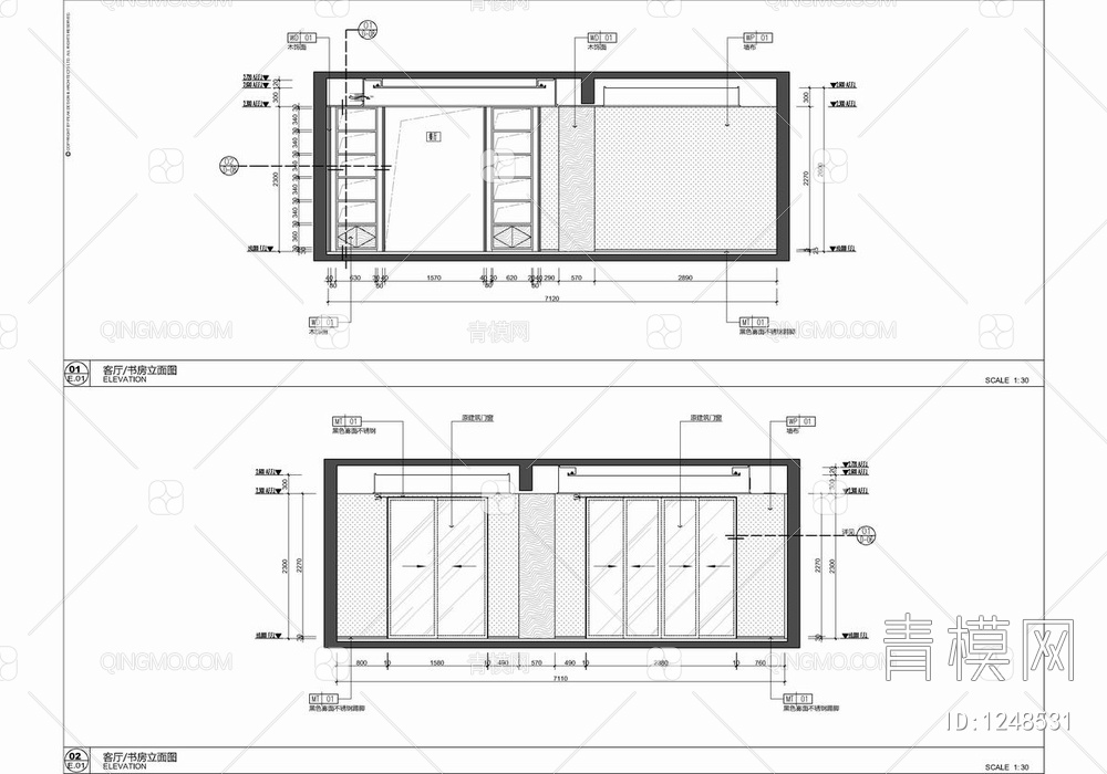 128㎡样板房CAD施工图 家装 样板房 私宅【ID:1248531】