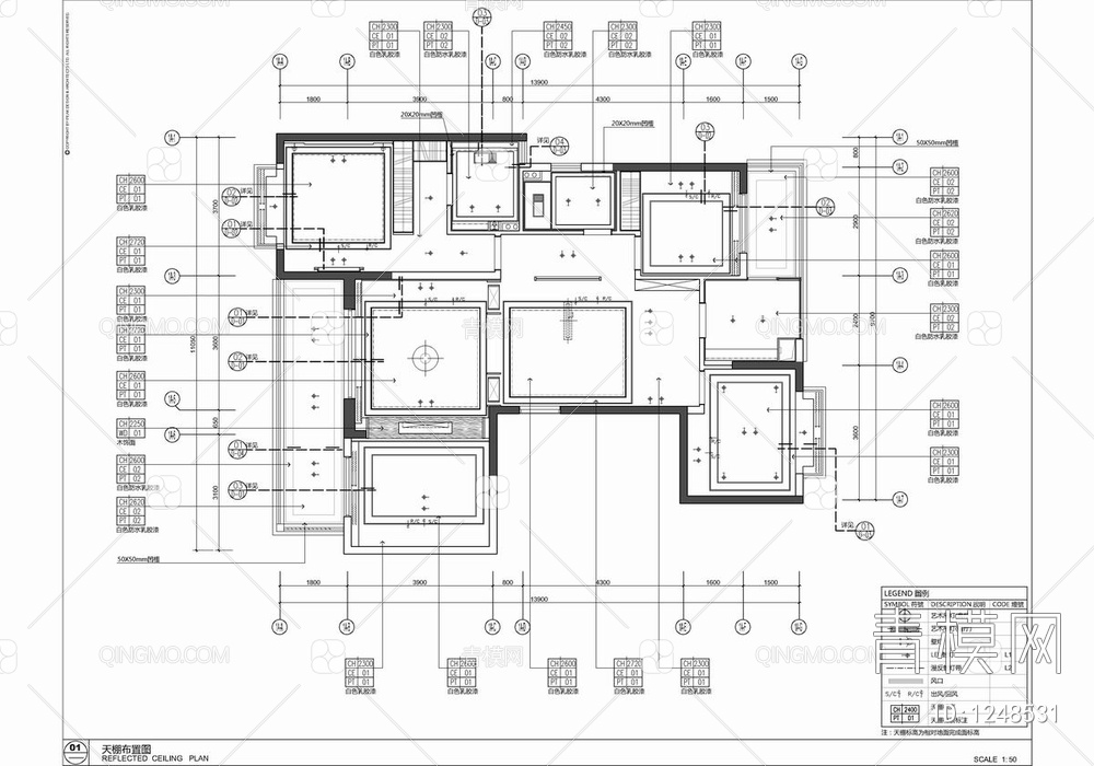 128㎡样板房CAD施工图 家装 样板房 私宅【ID:1248531】