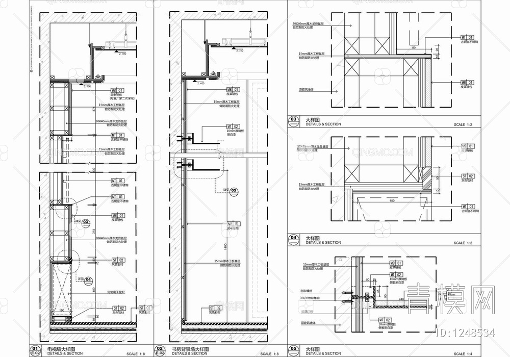 130㎡样板间CAD施工图 家装 样板房 三居室 私宅 大平层【ID:1248534】